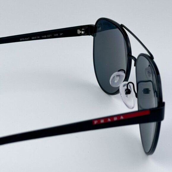 Prada Linea Rossa PS54TS 1AB5Z1 BRAND NEW Sunglasses Black Polarized Grey Pilot - Picture 9 of 11